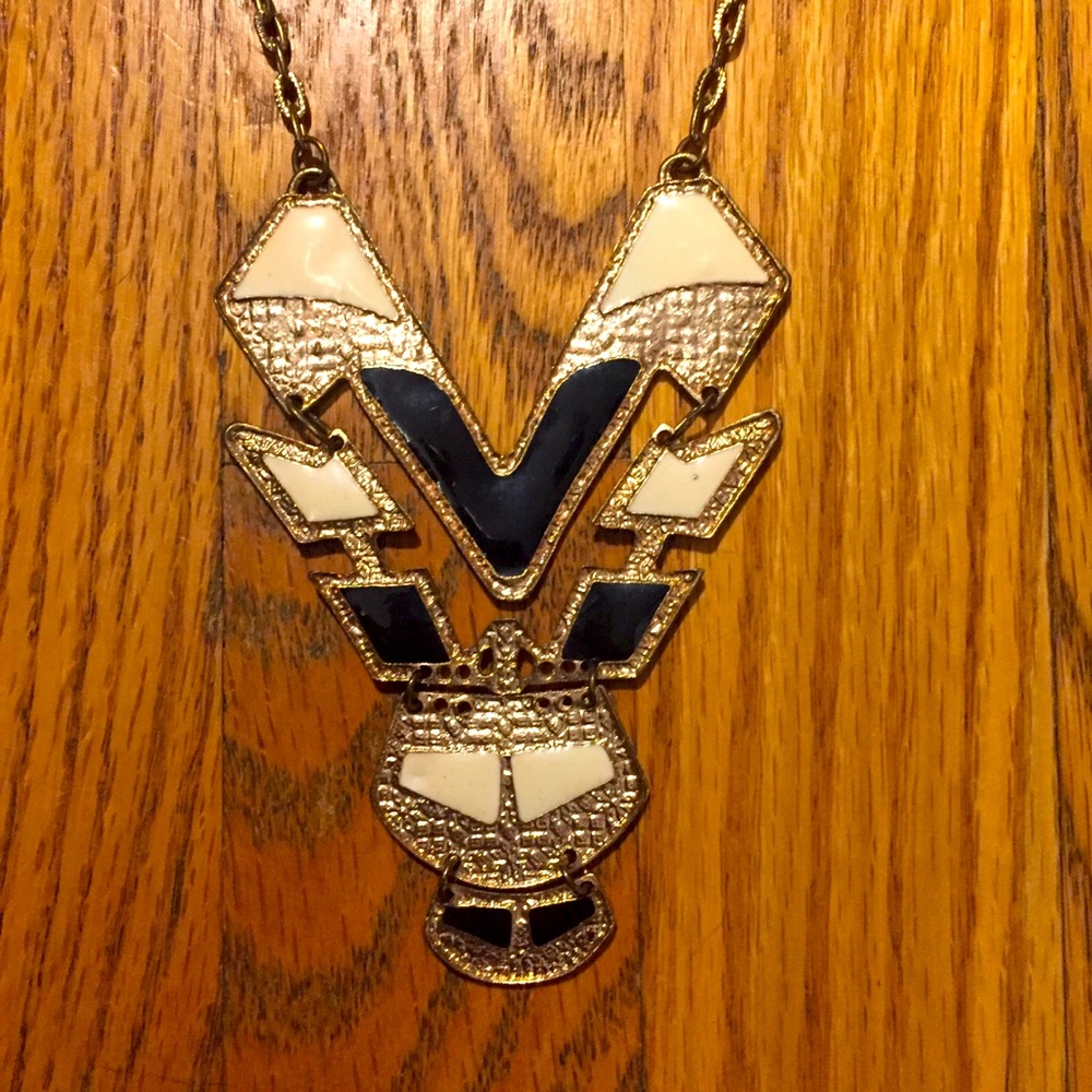 5/$25 Long black and gold hammered necklace
